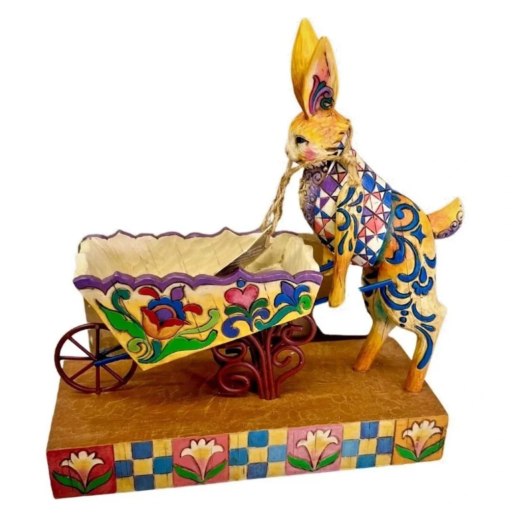 Jim Shore 2004 "A Bunny's Work is Never Done" Easter Bunny Wheelbarrow - Picture 2 of 16